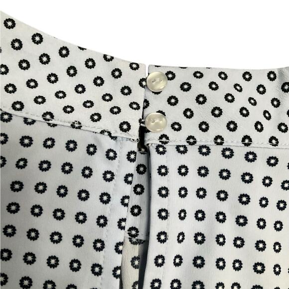 Ann Taylor Women's Blue White Boxy Blouse with Mandarin Collar EUC Size XL - Picture 8 of 9